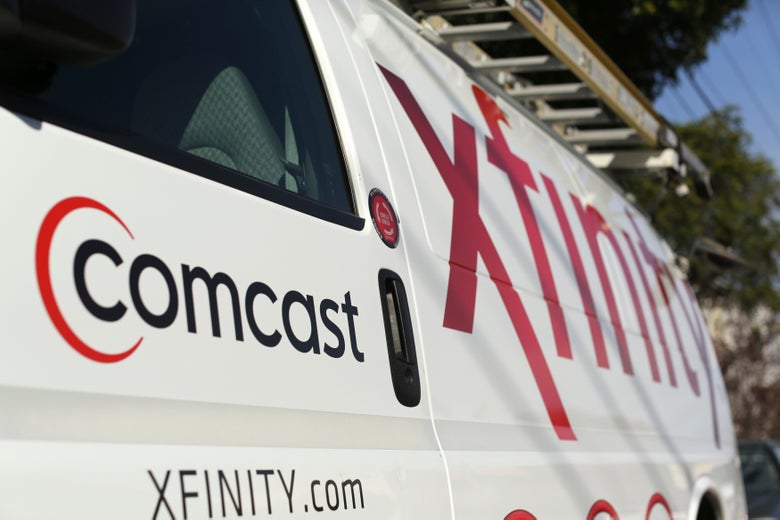 Exterior of a Comcast Xfinity van.